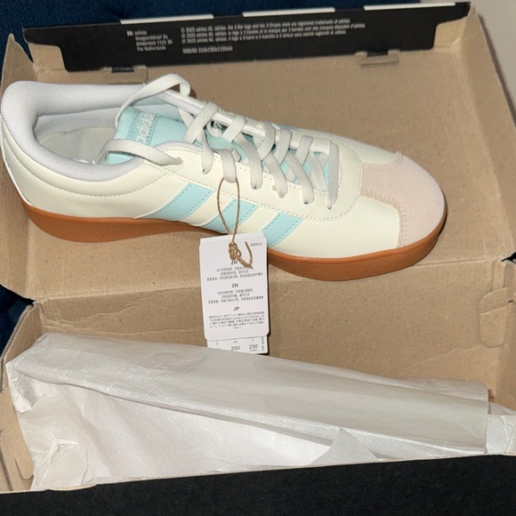 adidas Shoes - Adidas Cream and Light Blue Sneakers with Gum Sole